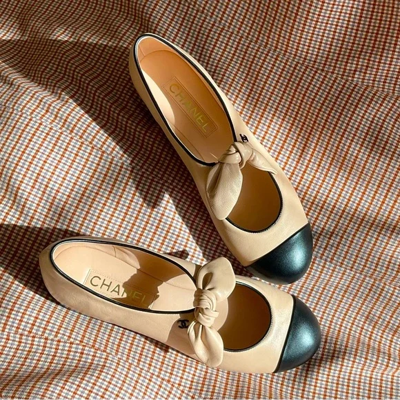 New CHANEL 25C Lambskin Maryjane Bow Ballet Shoes - Picture 1 of 13